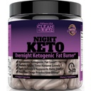 Clean+Lean Night Keto: Prima notte Ketogenic Fat Burner & Sleep Aid | BHB chetoni + MCT olio estratto + vitamine & minerali | 24 HR dieta sonno grande peso | Tutto naturale & GF | 60 caps