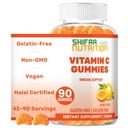 SHIFAA NUTRITION Vegan Vitamin C Gummies | 90 Gummies, 250mg 45 Serve | Non-GMO | Gluten-Free, Gelatin-Free | Supporto immunitario Gummies & Supporto stagionale per bambini e adulti Vitamine Halal
