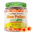 Ape Pollen Organic 1000mg, w/Propolis, Royal Jelly, Zucchero Free Bee Pollen Gummies Ricco in B-Vitamin, Antiossidanti, Aminoacidi, Ape Pollen Supplemento per Energia, Pelle & Immune (1 Confezione)