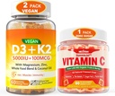 2 Confezione Vegan Vitamina D3 5000IU K2 Gummies+ 1 pacchetto intero alimentare Vitamina C Gummies