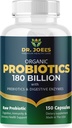 Probiotici organici 180 miliardi di CFU - 40 Strains Probiotici Vegani + Prebiotici + Enzimi Digestivi - Gut & Salute Immune - 100% Puro, Massima Potenza & Scarico - Made in USA