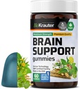 BIO KRAUTER Brain Support Gummies - 60 Vegan Chews - Natural Brain Supplement - Ashwagandha, Ginkgo Biloba, Bacopa, DMAE e Vitamine per il supporto cognitivo