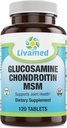 Glucosamina Chondroitin MSM Complesso completo – Integratori di supporto congiunti per ginocchio, schiena, HIPS & Inflammation - Integratore di salute della mobilità per dolore, dolori, dolore e infiammabilità - 120 compresse