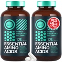 WILD FUEL Aminoacidi essenziali supplemento per le donne e gli uomini - Tutto 9 BCAAs Aminoacido complesso per il potere e il recupero - EAA Lysine, Tryptophan, Isoleucina - 2 Pack 240 Vegan BCAA capsule