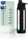 2.0 Fitness | Protein Shaker Made of Glass | Protein Shaker | Drinking Bottle | con Spiral Ball | 24 oz (nero)