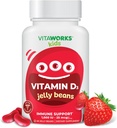 Vitamina D 1000 UI Jelly Beans - Gustoso aroma di fragola naturale, Vegetariano, OGM-Free, Gluten Free, Nut Vitamine libere - Integratore alimentare per il supporto immunitario - per i bambini - 60 Jellies