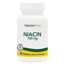 Natures Plus Niacin - 100 mg, 90 compresse vegetariane - Supplemento vitamina B3 ad alta potenza - senza glutine - 90 porzioni