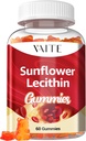 Sunflower Lecithin Gummies 800mg - Vegan, Non OGM, Soy-Free & Gluten-Free - Supporta la nutrizione quotidiana, Chews facili da digerire per adulti, Integratore di lattazione, Supporto naturale per il benessere - 60 Vegan Gummy