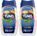 TUMS Antacid Chewable Tablets for Heartburn Relief, Ultra Strength, Frutta assortita, 72 compresse (Pack of 2)
