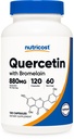 Nutricost Quercetin con Bromelain, 880mg Quercetin + 165mg Bromelain Per Serving, 120 Capsule, 60 Serve (2 Caps Per Serving) - Vegetariano, Non OGM & Gluten Free