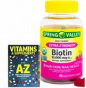 Spring Valley Biotin 10.000mcg Integratore Del Gomma Vegetariano, 90ct + Guida Più Vitamine Integratori