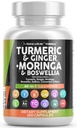 Clean Nutraceuticals Turmeric Moringa Supplemento | Ginger Boswellia Saffron - Supplemento per le donne e gli uomini con Ceylon Cinnamon, Tart Cherry, Quercetin aglio San Basilio - 1Pack