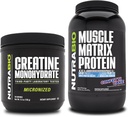 NutraBio Creatina monoidrato, non aromatizzato, (150 g) e polvere proteica matrice del muscolo, (Cacca di coriandoli) supplemento Bundle – energia muscolare, crescita massima, recupero e resistenza