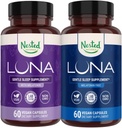 Natura Nested Luna Sleep Aid Bundle | Luna & Luna Melatonin-Free Pillole di sonno con ingredienti naturali Melatonin, Valarien, & More (120 Conte)