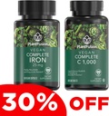 PlantFusion Vegan Iron & Vitamin C Bundle - Premium Plant Based Iron 25mg e Vitamina C 1000mg per livelli di energia sani &amp; Assistenza sanitaria