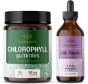 HERBAMAMAMA Kit clorofilla e cardo al latte - Bundle di 50 mg Gummie di clorofilla e estratto di cardo Tincture 4 fl oz - Vegan, Non OGM, Sugar & Alcohol-Free - 2 Pack