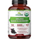 Zazzee USDA Organic Black Elderberry 10:1 Extract, 5000 mg Strength, 120 Vegan Capsules, 2 mesi di fornitura, Standardized, Concentrated 10X Extract, 100% Vegetariano, All-Natural, Non-OGM, Made in the USA