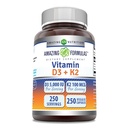 Stupefacente formula vitamina D3 5000 IU con vitamina K2 100 Mcg| 250 capsule vegetali | D3 + K2 Complex | Non OGM | Gluten Free | Made in USA