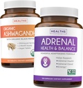 Ashwagandha & Adrenal (2-Month) Pacchetto di bilanciamento surrenale - Organic Ashwagandha Natural Adrenal & Cortisol Support (120 Caps) & Adrenal System & Cortisol Manager L-Tyrosine Fatigue Support (120 Cap)