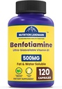 Vitamina B1 Benfotiamine, 500mg per Serving, 120 Capsule, Vitamina B1 Solubile Fatto & Acqua, Senza Glutine, Non OGM, Vegetariano