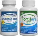 Fortifeye Blue Light and Heart Health Support Bundle | Super Omega-3 Max Fish Oil, 60 Softgels, e Focus Blue Light Defense, 30 Softgels