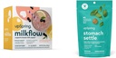 UpSpring Stomach Settle Drops, Mint Flavour, 28 Ct+Milkflow Supplemento Bevande Mix con Moringa & Beato Thistle, No Fenugreek |Elderberry Lemonade Flavor | 16 Bevande Miscele