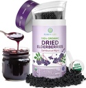 USDA Organic Dried Elderberries 1lb Bulk (Safest Packaging, Sacchetto Resealable, BPA-Free Scoop) Naturale, non irradiato, Raw Whole Black Elderberry, Supporto Immune, Make Sambucus Elderberry Syrup, 1 Pound