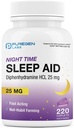 Puregen Labs Caplets Sleep Aid, Diphenhydramine HCl 25mg - 220 Count | Supporta più profondo, sonno riposante, non Habit-Forming | Made in USA