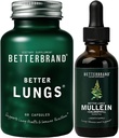 Betterbrand Better Lungs Health Pack - Better Lungs Capsules & Mullein Leaf Tincture Drops | Complete Respiratory Health Supplement | Pack - 30 giorni di alimentazione