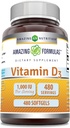Incredibile formula Vitamina D3 1000 IU Softgels Supplemento | Non OGM | Gluten Free | Confezionato in USA (1 Confezione | 480 Conte)