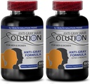 Catalase Anti grigio - Soluzione per capelli grigi per gli uomini e le donne - Integratori per capelli grigi Vitamine - Colore naturale organico per capelli grigi - Prodotti per capelli per le donne - 2 bottiglie 120 capsule