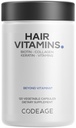 Codeage Hair Vitamins 10000 mcg Biotin, Keratin, Collagen, Vitamina A, B12, C, D3, E, Zinco, Turco, Probiotici, Enzimi, Inositolo - Supporto per la cura dei capelli - Pillole di supplemento per capelli sani - 120 capsule