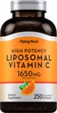 Piping Rock Liposomal Vitamin C 1650mg | 250 Softgels | Alta potenza | Non OGM, Gluten Free