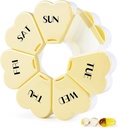 MOLN HYMY Large Weekly Pill Box 7 giorno, Pillola Case Organizer, Contenitore di pillole di fiore una volta al giorno, Dispenser di medicina rotonda per vitamina/Fish Oil/Medication/Supplement (giallo)