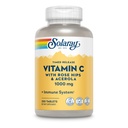 SOLARAY Vitamin C w/Rose HIPS & Acerola | 1000mg | Funzione immunitaria sana a due stadi, Pelle, Supporto per capelli e unghie | Non OGM | 250ct