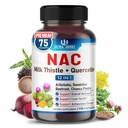 N-Aetyl Cysteine Arricchito con cardo al latte, Quercetin - Immunità di supporto, Respiratory Health & Liver Detox | 150 capsule