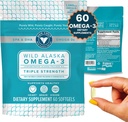 Trident Seafoods Pure Catch Wild Alaskan Fish Oil 1060mg Triple Strength Omega-3 Fish Oil Supplemento per le donne e gli uomini - EPA e DHA - 60 Ct. Daily Citrus Soft Gel Supporta cuore, cervello e visione