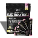 Pacchetti di bacchette di elettrolito potenziati (Borsa di lemone | 20 pacchetti) w/ 0 Zucchero +BCAAs + B-Vitamins Integratore elettrolitico w Potassium Zinc & Magnesio per l'idratazione - Keto Electrolytes
