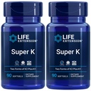 Estensione della vita Super K, Vitamina K1, Vitamina K2 mk-7, Vitamina K2 mk-4, Vitamina C, Bone/Heart/ Salute aerea, Alimentazione a 3 mesi, Senza glutine, 1 Quotidiano, Non OGM, 90 softgels (Pack of 2)