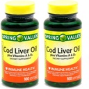 Spring Valley - Cod olio di fegato con vitamina A & D 100 softgels (Pack of 2)