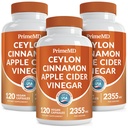 5 in-1 Ceylon Cinnamon Capsule 2355mg - Ceylon Cinnamon e Apple Cider Vinegar Capsule - Turmerico e Panax Ginseng - Integratori di Cannella con Bioperine (120ct, Confezione da 3)