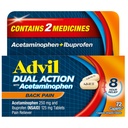 Advil doppia azione posteriore dolore caplets fornisce 250mg Ibuprofene e 500mg Acetaminophen Per Dose per 8 ore di mal di schiena sollievo - 72 Conte