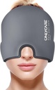 SOLOCARE Migraine Relief Cap, Maschera di emicrania rilassante,Protezione di ghiaccio di gel inodore, Terapia calda e fredda, FSA o HSA Eleggibile Headache Ice Pack per la tensione e lo stress (Grey)