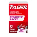 Tylenol Pacchetti di dissolvere di resistenza extra, 500 mg Acetaminophen Pain Reliever & Fever Riduttore, On-The-Go Powder Packets for Minor Aches & Pains, Ibuprofen- & Aspirin-Free, Berry Flavor, 12 ct