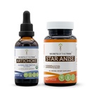 Carciofo USDA Organico e Star Anise Capsule (2 pz.) | Alcol-Free Organic Artichoke (Cynara scolymus) Foglia secca 2 oz e 1000 mg Anice stellata (Illicium verum) Seme secca (60 capsule)
