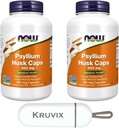 NOW Integratori alimentari, Psyllium Husk Caps 500 mg | Progetto Non OGM Verificato, Fibra Solubile Naturale, Salute Intestinale* | 200 capsule di Veg - Confezione da 2 con Organizzatore di pillole
