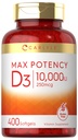Carlyle Vitamin D 10000 IU 400 Softgels | Dimensione del valore | Potenza massima | Non OGM, Integratore senza glutine