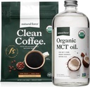 Natural Force Organic Dark Roast Clean Coffee + Organic MCT Oil Bundle – 100% Pure Coconut MCTs & Mold & Mycotoxin Free Coffee – Non-GMO, Keto, Paleo, e Vegan - 12 Oz e 32 Oz