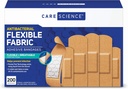 Care Science Fabric Adesive Bandages, 200 ct Bulk Assorted Sizes | Protezione flessibile + traspirante per il primo soccorso e la cura del tessuto