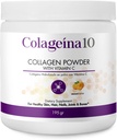 Colageina 10 Polvere di collagene idrolizzata con vitamina C (195 gr) - Aroma arancione - Integratore alimentare anti-invecchiamento per pelli sane, capelli, unghie, articolazioni e ossa